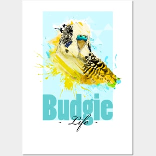 Tropical Exotic Aquarell Budgie Budgerigar Parakeet Parrot Life Posters and Art